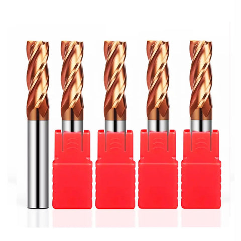 Beefy 5 Pack HRC55 Carbide Square End Mills With 5 Sixteenth Inch Shank And 5 Sixteenth Inch Cutting Diameter