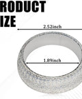 Front view: graphite exhaust donut gasket, 48mm ID; outer diameter 2.52 in, inner 1.89 in.