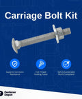 Five Sixteenth By Eighteen Fully Threaded Carriage Bolt Kit For Exterior Use With Hot Dipped Galvanized Finish Heavy Duty Outdoor Grade A307