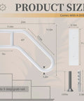 Size dimensions of Top Shelf White Handrails For Outdoor Steps Wall Mount And Stair Rails For One To Three Levels With Anti Slip Grip and Heavy Duty Powder Coating.