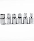 Six Piece Heat Treated Steel E Socket Set With 1/4 Drive For Heavy Duty Mechanics Gear That Lasts And Grips Tight On Bolts So You Can Fix Things Fast Like A Pro.