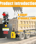 ParnicoTech 6 Quart Hydraulic Power Unit, 12V DC Single Acting Pump, 3200 PSI Relief, SAE 6 Port, Steel Metal Reservoir for dump trailer.
