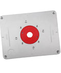 Premium Aluminum Router Table Insert Plate With Easy Adjust Flip Top Design For Woodworking Benches showing red insert circle.