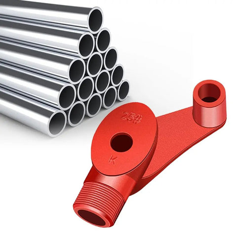 Heavy Duty Wire Pipe Bender Tube Machine 90 To 180 Degrees Manual Tube Former For Electricians And Builders with iron pipes and red clamp.