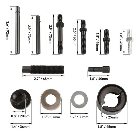 Heavy Duty Automotive Pulley Puller And Installer Kit Made From Durable Carbon Steel for power steering and alternator pulleys.