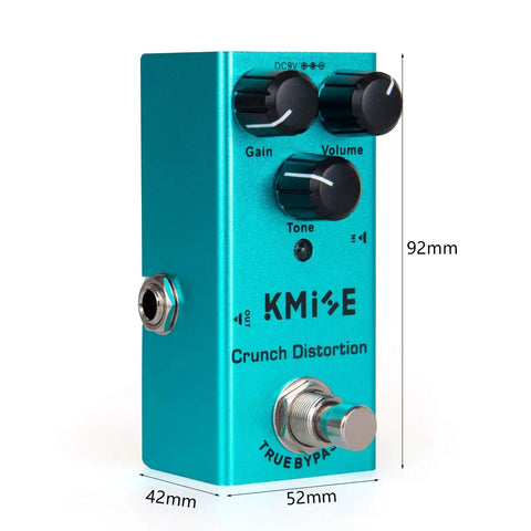 Beefy Crunch Distortion Guitar Effects Pedal Mini Single Type DC 9V True Bypass with dimensions in blue metal case