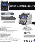 Heavy Duty Cash Counter Machine With Slick Counterfeit Detection And Speedy Digital Readout Handling Up To Six Global Bills At A Blazing Pace For Any Legit Business Operation, featuring a digital display and adjustable settings.