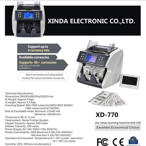 Heavy Duty Cash Counter Machine With Slick Counterfeit Detection And Speedy Digital Readout Handling Up To Six Global Bills At A Blazing Pace For Any Legit Business Operation, featuring a digital display and adjustable settings.