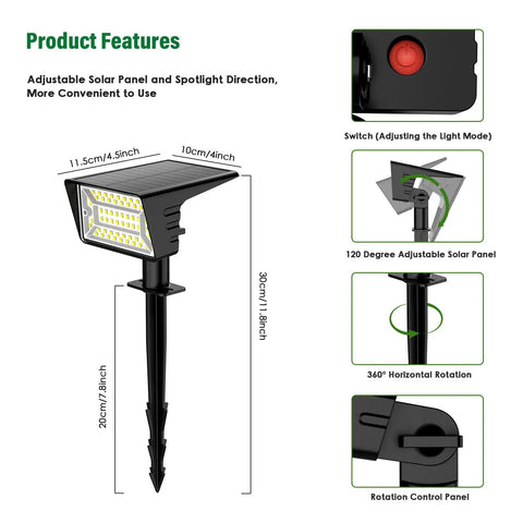 Four Pack Solar Spot Lights Outdoor With LED Auto On And Off Weatherproof IP68 Three Lighting Modes Two In One Landscape Lamp For Garden Pathway Cool White That Is Dang Bright And Total Game Changer