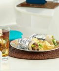 Wrapped sandwiches with Pre Cut Pop Up Aluminum Foil Sheets 14 By 10.25 Inches Pack Of 50 for meal prep on woven mat