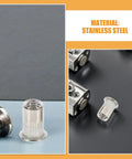 70 Piece M5 Stainless Steel Flat Head Rivet Nuts Kit with Threaded Inserts for Easy Furniture Repairs
