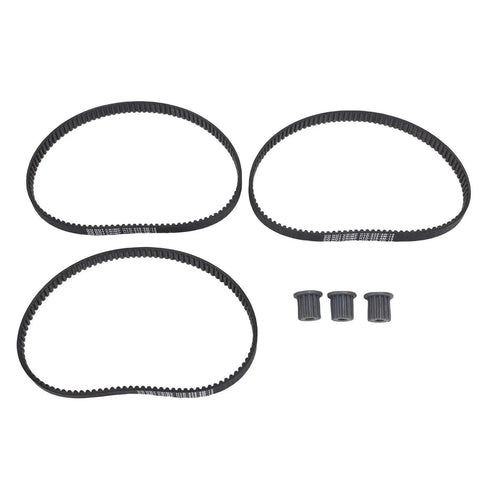 5M 15 Drive Synchronous Belt And Pulley Kit For High Drive Efficiency Power Transmission, Beefed-Up Rubber Timing Belts With Abrasion Proof Oil And Heat Resistant Pulleys, Replacement Set With Three Belts And Three Pulleys For Easy System Upgrade, three black belts and pulleys