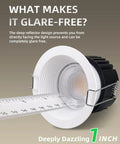 zouzai 3 Inch LED Recessed Lights Anti-Glare, 5CCT, Dimmable, White 4 Pack with deep reflector design and ruler for size