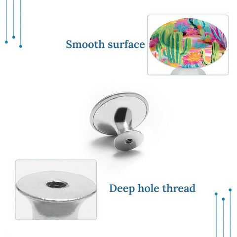 Cactus Flower Cabinet Knobs Two Pack Pull Handles with smooth surface and deep hole thread, aluminum alloy finish.
