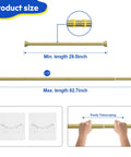 Gold Shower Curtain Rod Adjustable From 32 To 83 Inches No Drilling Spring Tension Bar With Two Free Anti Slip Holders Rust Resistant Finish For Bathroom Window Living Room Patio
