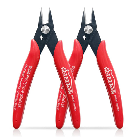 2 Pack 5 Inch Micro Flush Cutters With Spring Loaded Action, Small Side Cutters For Tight Spaces, Diagonal Jewelry Making.