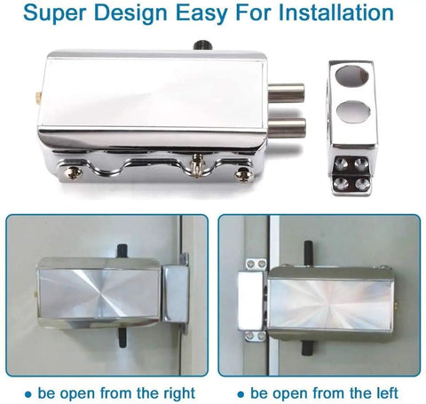 Heavy Duty Slick Remote Control Electronic Smart Door Lock With Auto Lock Keyless Deadbolt showing installation from both sides.