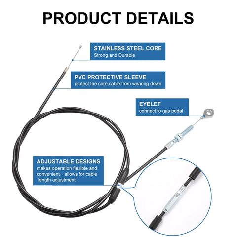 75 Inch Heavy Duty Universal Throttle Cable Kit For Predator 212cc 196cc GX160 GX200 VM22 VM24 Engines with PVC sleeve and eyelet