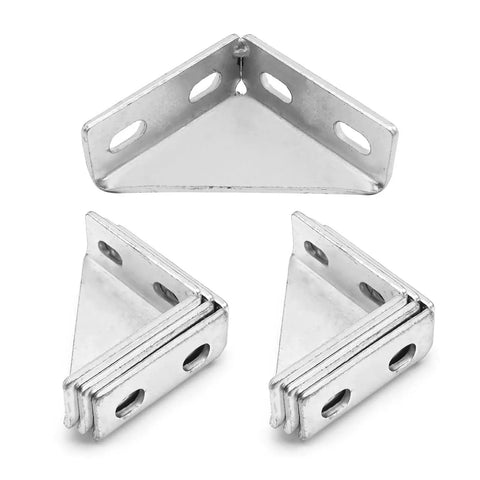 8 Pack 90 Degree Gusseted Fittings For 1-5/8 Inch Unistrut Channel, carbon steel 4x4x1-1/2 gusset braces with 4 holes.
