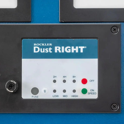 Compact Ceiling Air Filtration Unit With Heavy Duty Triple Stage Filters For Tight Garages And Low Ceilings control panel showing settings.