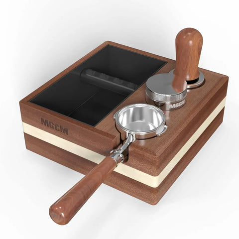 4 In 1 Espresso Knock Box And Tamp Station For 58mm Tamper Distributor And Portafilter Natural High Density Wood top view