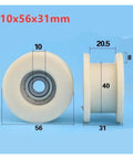 Industrial Grade Nylon Heavy Duty V Groove Wheel For Sliding Gate Casters And Emergency Door Track Guide Roller, 10x56x31mm