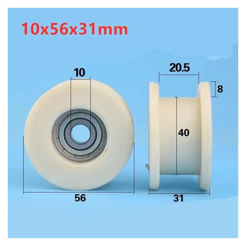 Industrial Grade Nylon Heavy Duty V Groove Wheel For Sliding Gate Casters And Emergency Door Track Guide Roller, 10x56x31mm