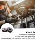 Pro Grade Knurling Tool Wheel Set for Lathe With Diagonal, Pivot Head, And Dual Wheel Options in use on a lathe machine