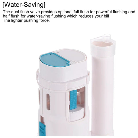 Premium Dual Flush Valve With Split Push Button For Toilet Bottom Fill Valve Water Saving Replacement Parts 2 Inch White Slick Finish No Sweat Setup Straight Up Top Shelf Plumbing Gear