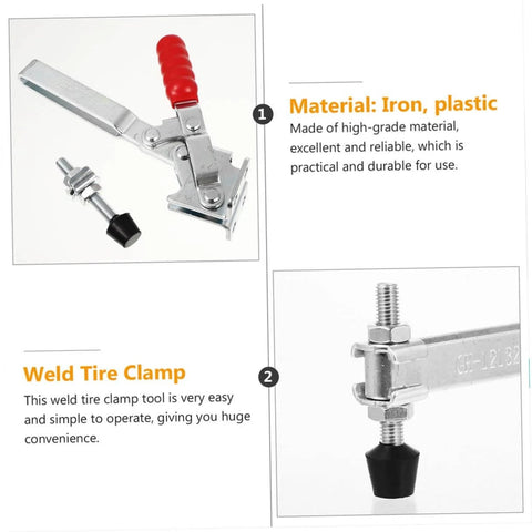 Two Pack Welding Toggle Clamps For Jig Fixtures, Quick Release Fixed Location Clamps, Durable Iron Construction shown with red handle