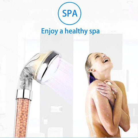 Led Shower Head With Hose And Bracket, High Pressure Handheld Filtration Showerhead With Color Changing Lights spraying water