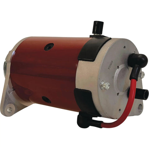 MOT3001 Starter Generator Replacement For Yamaha G16 G22 G29 Drive2 4 Cycle Gas 12V 20A showing red housing and connectors