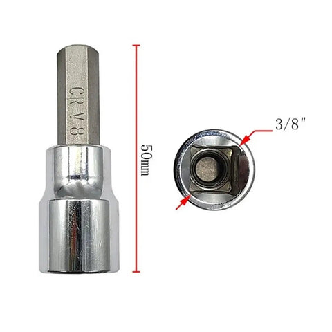 3/8 Inch Heavy Duty Hex Bit Socket Set With Star Shaped Allen Keys For Impact Drills Sturdy Metric Tools Kit to Crush Rusted Bolts Easy, 50mm chrome