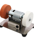 Heavy Duty Mini Electric Bench Sander And Dual Wheel Bench Grinder 96W Stainless Steel Sanding Machine on a base, with dual wheels.