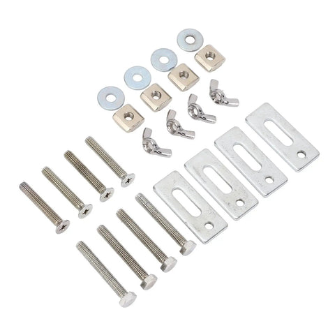 Grab These Epic Mini T Track Hold Down Clamps, A Sweet 4 Pack Packed With Durable Zinc Alloy For Your 3018 CNC Router Setup That Keeps Workholding Rock Solid And Easy As Pie During Any Crazy Engraving or Routing Project You Got Going, includes bolts, washers, and metal components.