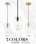 FONTA VERDE Pendant Light, Brushed Gold Pendant Light for Kitchen Island, Height-Adjustable Pendant Light Fixture in three colors.