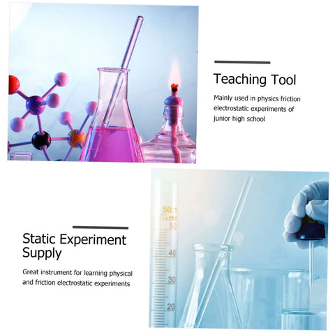 Friction Electrification Rod Set For Physics Experiments Two Piece Glass Static Electricity Lab Kit with molecular model and test tubes