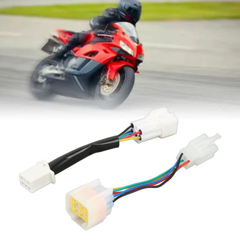 Two Pack Hall Adapter For Electric Motorcycle, IP67 Rated Hall Sensor Controller Connector, shown with motorcycle in background