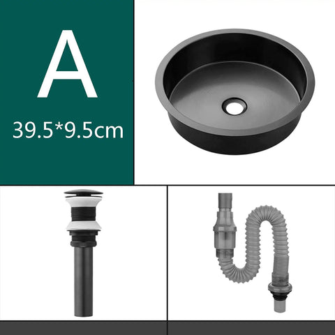 Top Notch Rust Resistant Stainless Steel Round Vessel Basin 15 6 Inch Slick Matte Black Finish Heavy Duty, deep round sink.