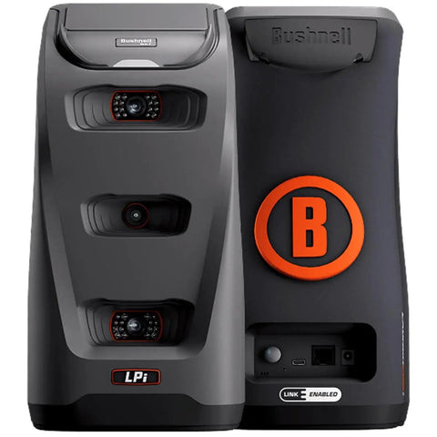 Launch Pro LPi Circle B Edition Indoor Golf Launch Monitor Bundle front and back view with 3-camera system.