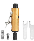 Rock Solid Metal Straight Shank Pneumatic Air Die Grinder with accessories for precision machining and low noise operation.