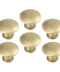 Vintage Round Cabinet Knobs Gold Finish Hardware Set Of 6 for kitchen and furniture, flat-head design