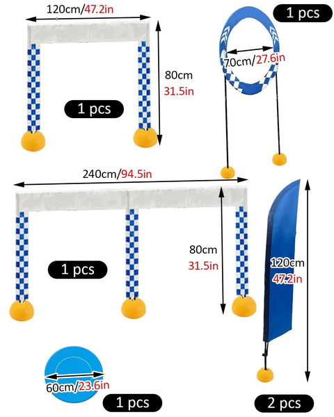 Adult Drone Obstacle Course Set For Quadcopter Racing And Training, DIY Loop Gate System With Canvas Hoops And PVC Rings dimensions