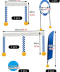 Dimensions and components of Drone Obstacle Course Kit For Kids And Adults With Canvas Ring Hoops DIY Quadcopter Training Set.