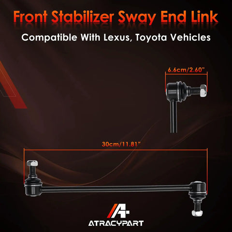 Front Sway Bar End Link Kit For Toyota And Lexus Models with dimensions, easy install stabilizer for handling improvement