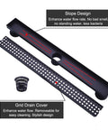 Linear Shower Drain 24 Inch For Bathroom With Removable Cover Grid Grate Stainless Steel SUS304 Trench Drain Black Finish
