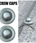 Premium Galvalume Roof Screw Caps To Cover Exposed Hardware Without A Sweat And Deliver A Knockout Waterproof Shield For Outdoor Shingles Patios And Fix Ups on metal roof with water droplets.