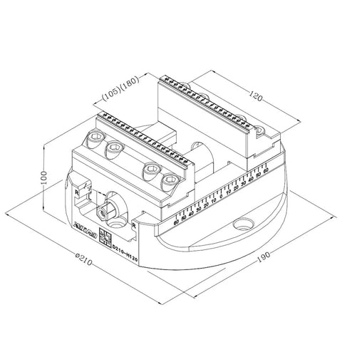 High Precision Cnc Self Centering Vise With Quick Change Base and Wide Jaw Opening for Heavy Duty Milling schematic drawing.