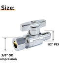 10 Pack One Half Inch PEX To Three Eighths Inch OD Compression Shut Off Valves With Stainless Steel Clamps And Rings Premium Lead Free Brass