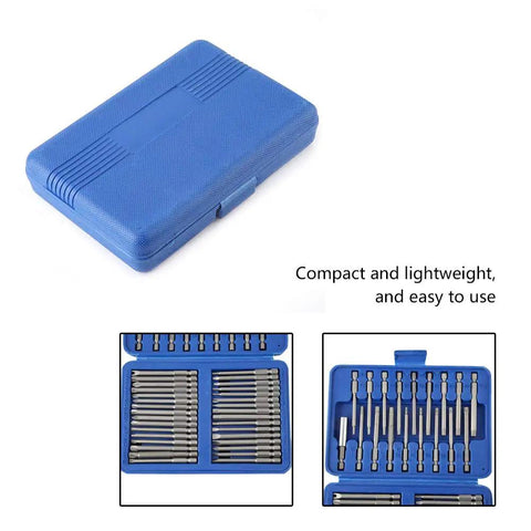 Top Tier 50 Pc Screwdriver Bits Set Made Of High Carbon Steel For Power Tools And Home DIY Projects. blue case with 50 pc screwdriver bits set